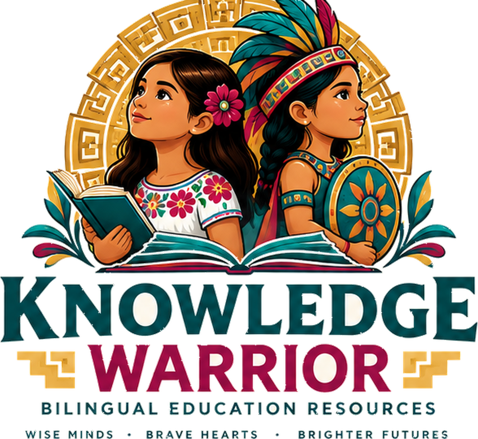 Knowledge Warrior logo: two girls, one reading a book and one holding a shield, in front of a gold circle over an open book. Wise Minds, Brave Hearts, Brighter Futures.